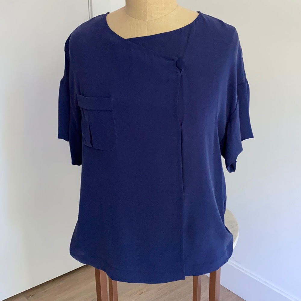NWT Vintage 3.1 Phillip Lim Blue Silk Blouse Sz 2